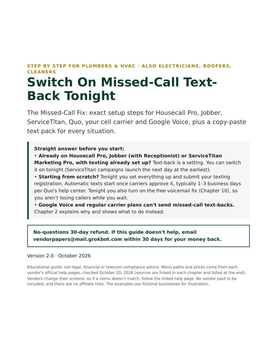 Cover of The Missed-Call Fix guide